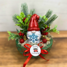  Karácsonyi DIY csomag – Piros sapkás manó „Boldog Karácsonyt” dísz (14 cm) dekorációs kellék