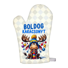  Karácsonyi edényfogó kesztyű, rénszarvas, kék lakástextília