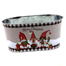  Karácsonyi fém kosár, manós. Mérete: 19,5x11x9,5 cm dekorációs kellék