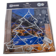  Karácsonyi fenyő figura sziluett LED-es elemes (elem nélkül) hideg 42cm dekorációs kellék