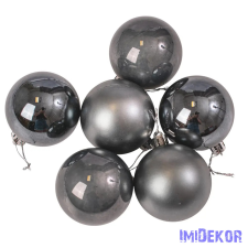  Karácsonyi gömb szett 6 db-os 6cm - Grafit dekorációs kellék