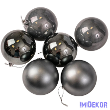  Karácsonyi gömb szett 6 db-os 8cm - Grafit dekorációs kellék
