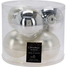  Karácsonyi gömb szett ezüst 8 cm karácsonyi dekoráció