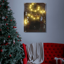 Karácsonyi kandalló LED-es fali hangulatkép, 30x40 cm karácsonyi dekoráció