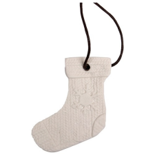  Karácsonyi kerámia akasztós 6 x 7 cm kötött csizma fehér dekorációs kellék