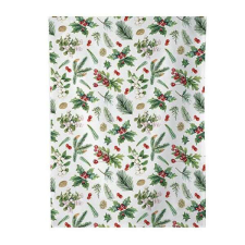 Karácsonyi konyharuha 70x50 cm - magyal - fenyőágas / Winter greenery white lakástextília