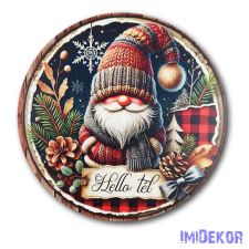  Karácsonyi kör tábla 13cm - Manós - Hello Tél dekorációs kellék