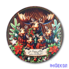 Karácsonyi kör tábla 13cm - Rénszarvasos - Jó hogy jöttél dekorációs kellék