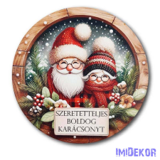  Karácsonyi kör tábla 20cm - Cuki pár - Szeretetteljes boldog Karácsonyt dekorációs kellék