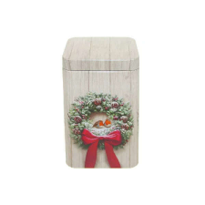 Karácsonyi koszorús - madaras fémdoboz - 10x7,2 cm - Rotkehlchen papírárú, csomagoló és tárolóeszköz