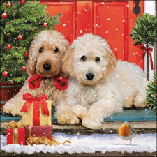 Karácsonyi kutyás szalvéta - Dogs at the door papírárú, csomagoló és tárolóeszköz