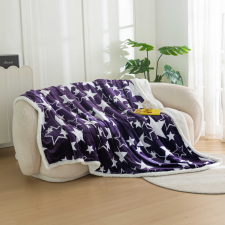  Karácsonyi mikroszálas bárány takaró CSILLAGOK lila Méret: 200 x 220 cm lakástextília
