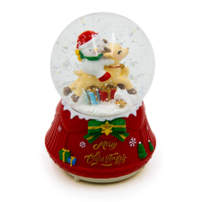 Karácsonyi mini hógömb - rénszarvas és hóember / 8 cm karácsonyi dekoráció