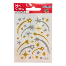 Karácsonyi mini papír matrica - 10x7,5 cm - arany-ezüst hullócsillagok matrica