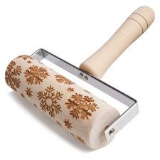  Karácsonyi nyeles nyújtófa-hópehely minta sütés és főzés