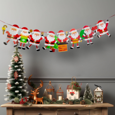  Karácsonyi papír girland - 8 db Mikulás - 3,5 m karácsonyfadísz