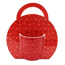 Karácsonyi porcelán bögre díszcsomagolásban - 300 ml - piros csillagos bögrék, csészék