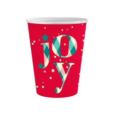  Karácsonyi Red Joy papír pohár 6 db-os 250 ml party kellék