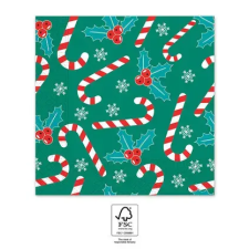  Karácsonyi Xmas Sugar Canes szalvéta 20 db-os 33x33 cm FSC party kellék