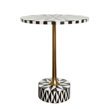 Kare Design Domero Star Geometrikus MDF Kisasztal Fehér-Fekete Arany bútor