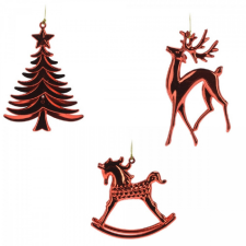  Kari figura akasztós metál piros 13cm dekorációs kellék