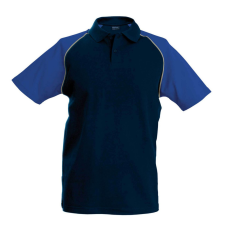 KARIBAN baseball férfi galléros rövid ujjú piké póló KA226, Navy/Royal Blue-L férfi póló