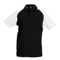 KARIBAN Férfi baseball galléros rövid ujjú piké póló, Kariban KA226, Black/White-L