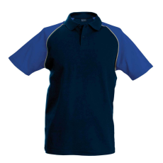 KARIBAN Férfi baseball galléros rövid ujjú piké póló, Kariban KA226, Navy/Royal Blue-L