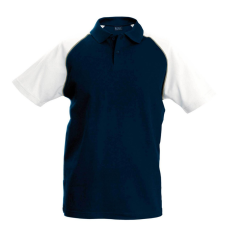 KARIBAN Férfi baseball galléros rövid ujjú piké póló, Kariban KA226, Navy/White-XL