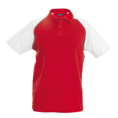 KARIBAN Férfi baseball galléros rövid ujjú piké póló, Kariban KA226, Red/White-L