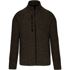KARIBAN férfi cipzáras dzseki KA9106, Dark Khaki Melange-L