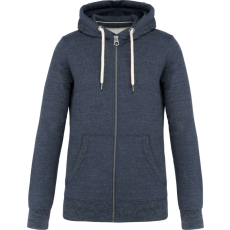 KARIBAN Férfi cipzáras kapucnis vastag pulóver, Kariban KV2306, Night Blue Heather-M