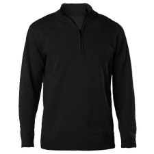 KARIBAN Férfi galléros 1/4 cipzáros keskeny szabású pulóver, Kariban KA970, Black-4XL férfi pulóver, kardigán