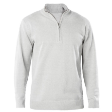 KARIBAN Férfi galléros 1/4 cipzáros keskeny szabású pulóver, Kariban KA970, Grey Melange-XL