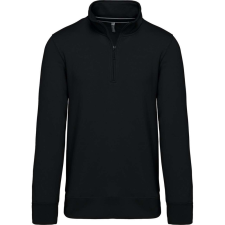 KARIBAN Férfi galléros 1/4 cipzáros pulóver, Kariban KA487, Black-S férfi pulóver, kardigán