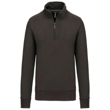 KARIBAN Férfi galléros 1/4 cipzáros pulóver, Kariban KA487, Dark Grey-S férfi pulóver, kardigán