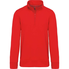 KARIBAN Férfi galléros 1/4 cipzáros pulóver, Kariban KA487, Red-2XL férfi pulóver, kardigán