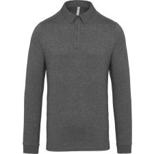 KARIBAN Férfi galléros hosszú ujjú jersey póló, Kariban KA264, Grey Heather-L férfi póló