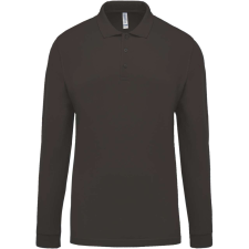 KARIBAN Férfi galléros hosszú ujjú piké póló, Kariban KA256, Dark Grey-3XL férfi póló