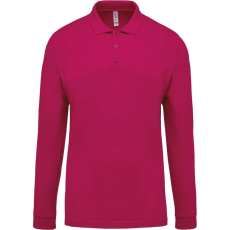 KARIBAN Férfi galléros hosszú ujjú piké póló, Kariban KA256, Fuchsia-XL