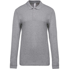 KARIBAN Férfi galléros hosszú ujjú piké póló, Kariban KA256, Oxford Grey-4XL férfi póló