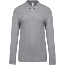 KARIBAN Férfi galléros hosszú ujjú piké póló, Kariban KA256, Oxford Grey-S férfi póló
