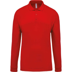 KARIBAN Férfi galléros hosszú ujjú piké póló, Kariban KA256, Red-2XL
