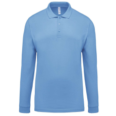 KARIBAN Férfi galléros hosszú ujjú piké póló, Kariban KA256, Sky Blue-4XL