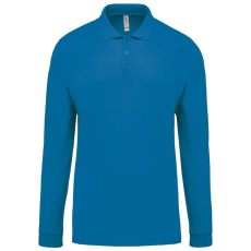 KARIBAN Férfi galléros hosszú ujjú piké póló, Kariban KA256, Tropical Blue-3XL