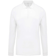 KARIBAN Férfi galléros hosszú ujjú piké póló, Kariban KA256, White-4XL