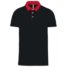 KARIBAN Férfi galléros jersey póló, kontrasztos gallérral, Kariban KA260, Black/Red-2XL férfi póló