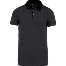 KARIBAN Férfi galléros jersey póló, kontrasztos gallérral, Kariban KA260, Dark Grey Heather/Black-S