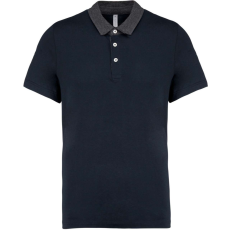 KARIBAN Férfi galléros jersey póló, kontrasztos gallérral, Kariban KA260, Navy/Dark Grey Heather-3XL