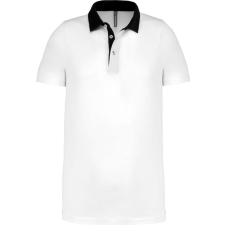 KARIBAN Férfi galléros jersey póló, kontrasztos gallérral, Kariban KA260, White/Navy-L férfi póló
